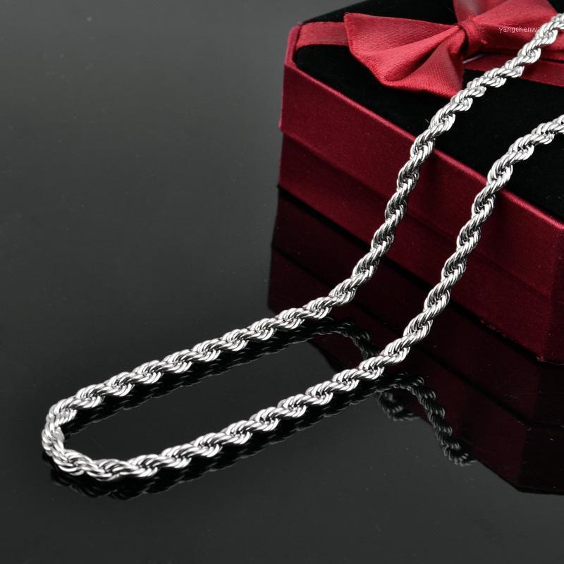

Chains 16-40 Inch 2mm Width Silver Color 316L Stainless Steel Chain Necklace Statement Rope Vintage Men Women Jewelry