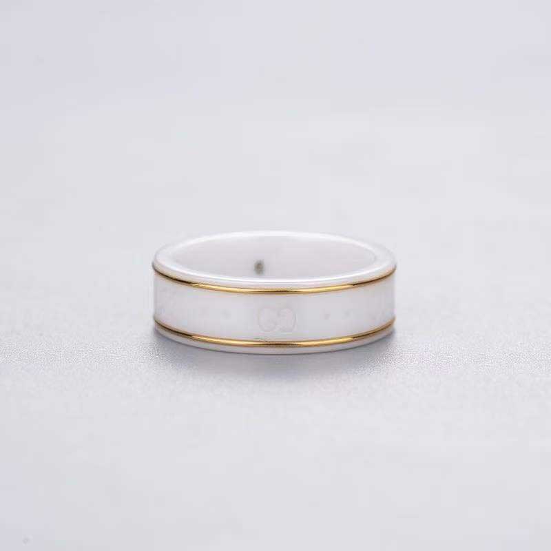 

Luxury quality charm Black white creamic punk band ring for women wedding engagement jewelry gift have box stamp PS3228