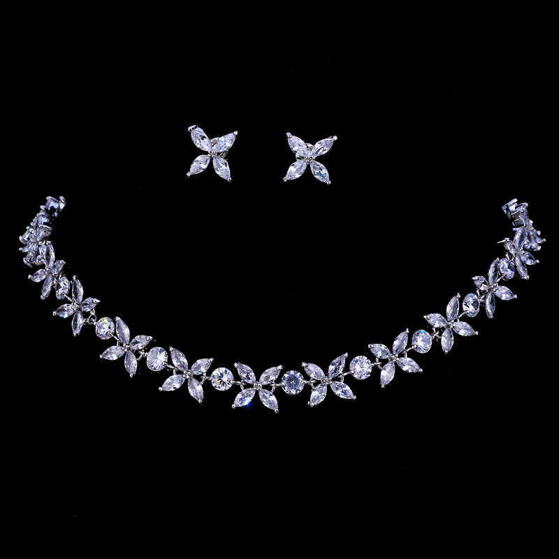 Collier et boucles d'oreilles en cristal de Zircons de qualité supérieure, superbe ensemble de bijoux de luxe pour fête de mariée, cadeau pour so