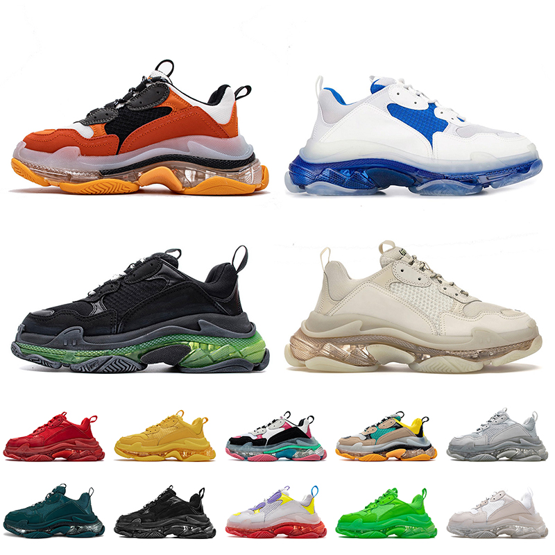 

17FW paris Fashion 2021 Designer Casual Shoes Women Men Triple S Clear Sole Sneakers platform vintage old crystal bottom White Black Off Sports Luxury Trainers, B26 36-45 (6)