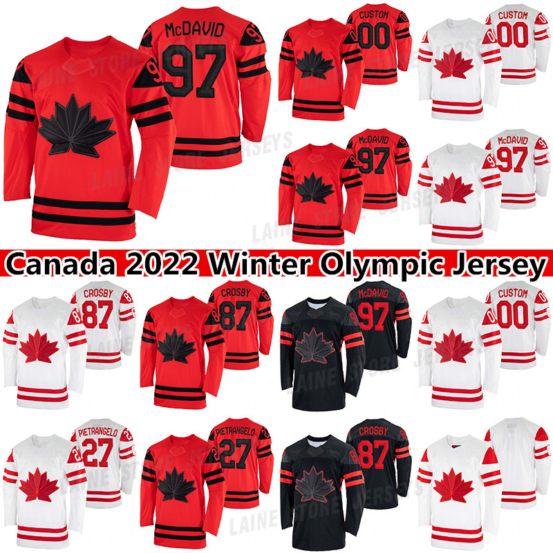 

Canada Team 97 Connor McDavid 2022 Winter Jersey 87 Sidney Crosby 29 Nathan MacKinnon 16 Mitch Marner 90 Ryan O'Reilly 91 John Tavares hockey jerseys, Red women