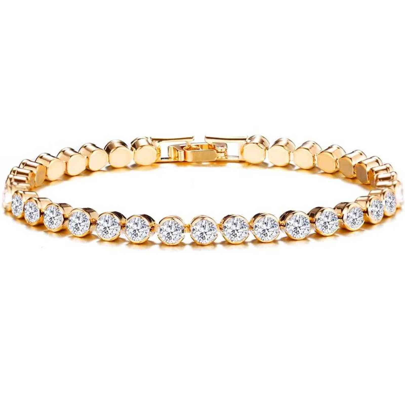 

Diezi Korean Luxury Crystal Bracelet for Women Wedding Gift Gold Silver Color Metal Roman Chain Bracelets Bangles Jewelry