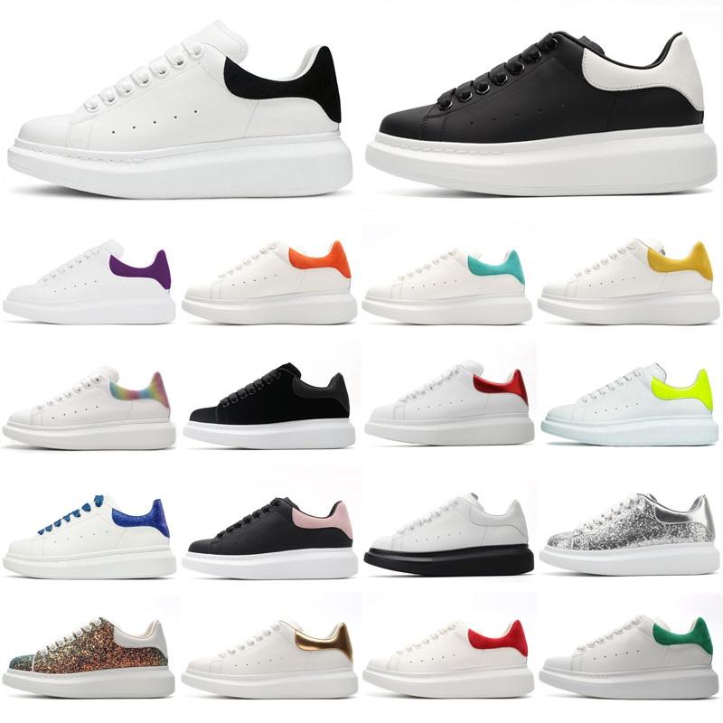 

[With Box] Fashion Men Shoe Designer Women Leather Lace Up Platform Oversized Sole Sneakers White Black mens womens Luxury velvet suede Casual Shoes 35-46 With logo #2021#