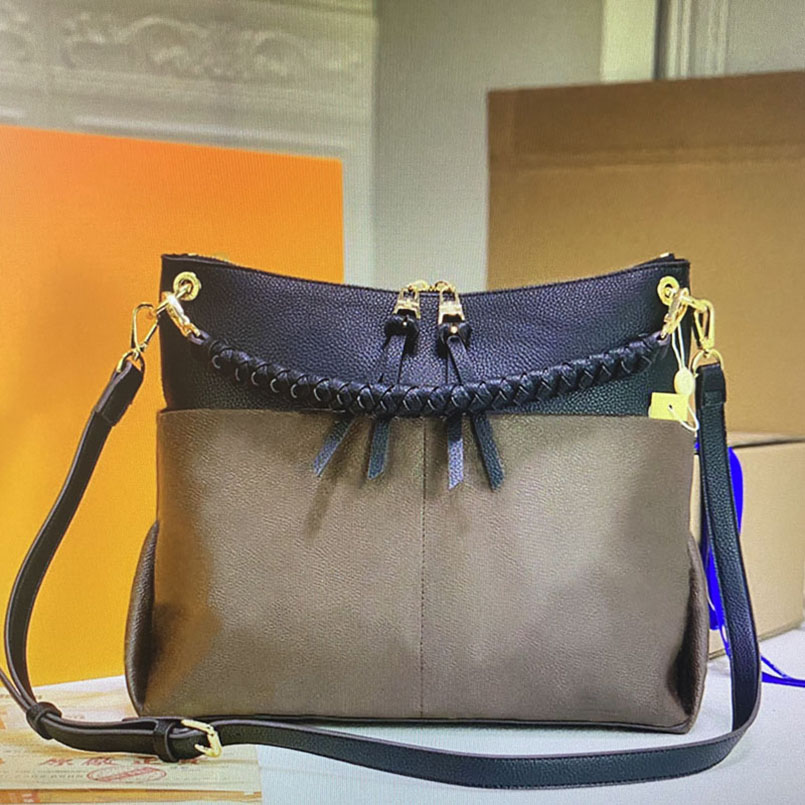 

MAIDA M45522 M43170 M43160 Tuileries Besace designers shoulder bags luxurys women handbag fashion leather embossed flower totes female cross body purses, Black/brown flower