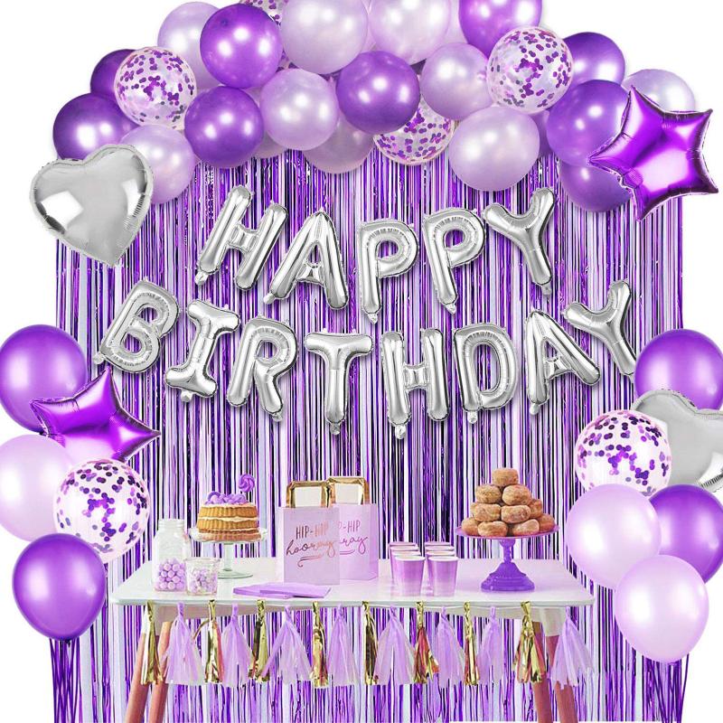 

Party Decoration Purple Latex Birthday Balloons For Kids Girls Happy Foil Decorations Balloon Arch Year