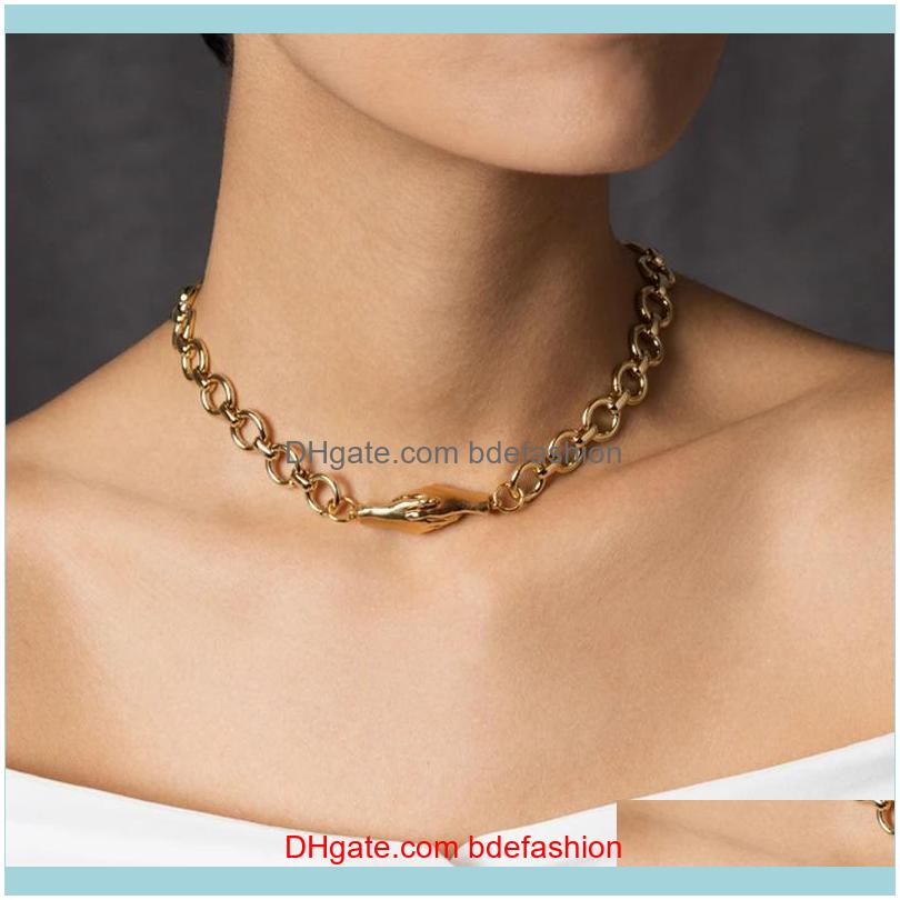 

Necklaces & Pendants Jewelrycreative Design Necklace Magnet Suction Clasp Handshake Metal Chain Clavicle Jewelry Gifts For Friends Unisex Ch