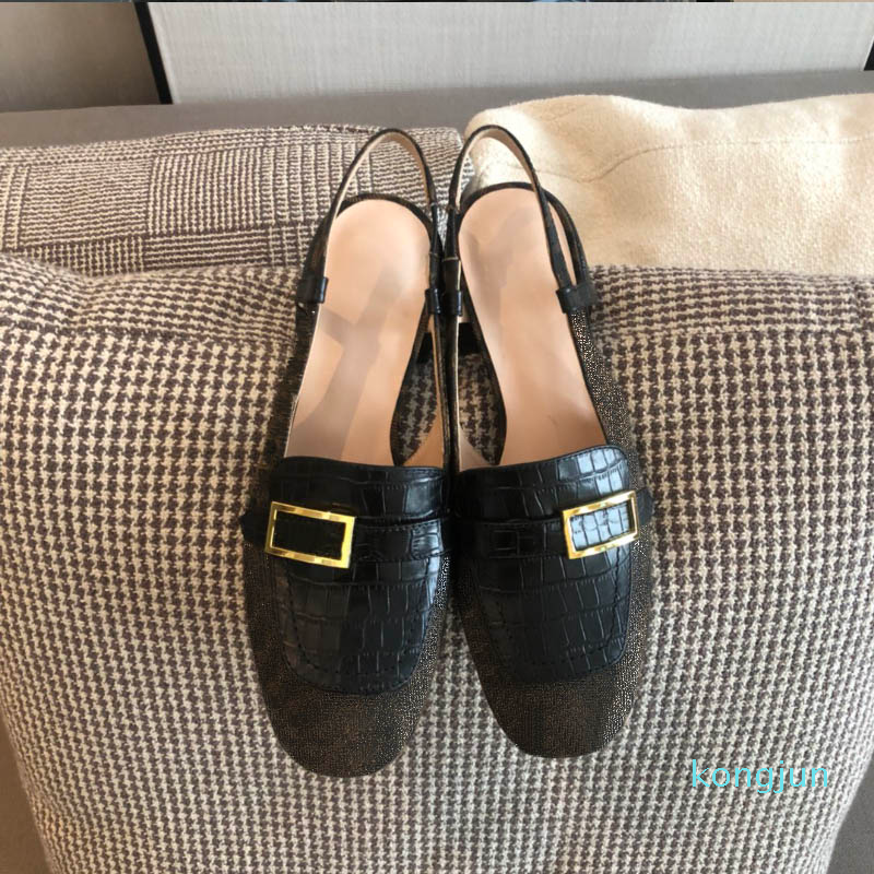 

Designer- Women sandals high heel sandale slides fisherman shoe leather sandal fashion summer sandalias buckle lady chunky, Black