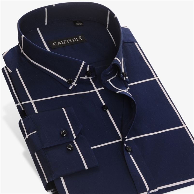 

Men's Large Plaid and Check Easy Care Cotton Shirt Long-Sleeve Standard-fit Button Down Collared Casual Gingham Shirts 210721, White