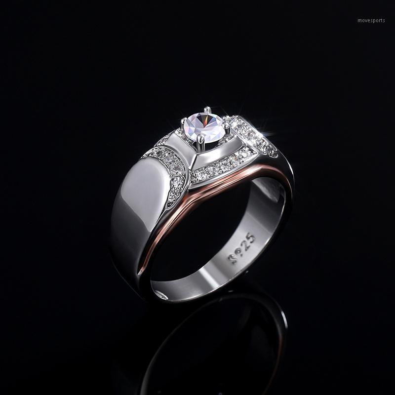 

Wedding Rings Classic Fashion Mens Bands 4 Setting Round Cubic Zirconia Stone Engagement For Men Marriage Jewelry Gift1