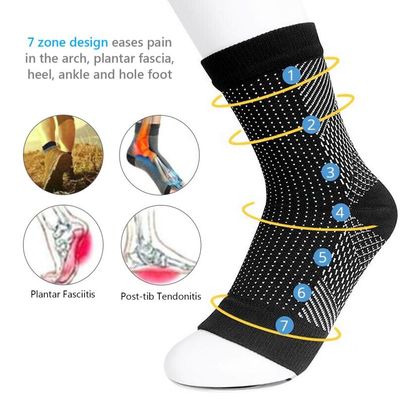 

Men's Socks 2PCS Men Women Ankle Heels Support Compression Foot Protect Angel Sleeve Heel Arch Pain Relief, Black