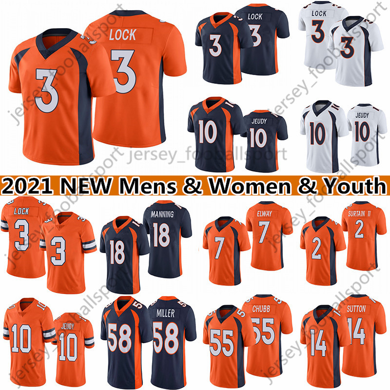 

3 Drew Lock 10 Jerry Jeudy 14 Courtland Sutton Jersey 7 John Elway Football 2 Patrick Surtain II 31 Justin Simmon Mens women youth Jerseys, White mens