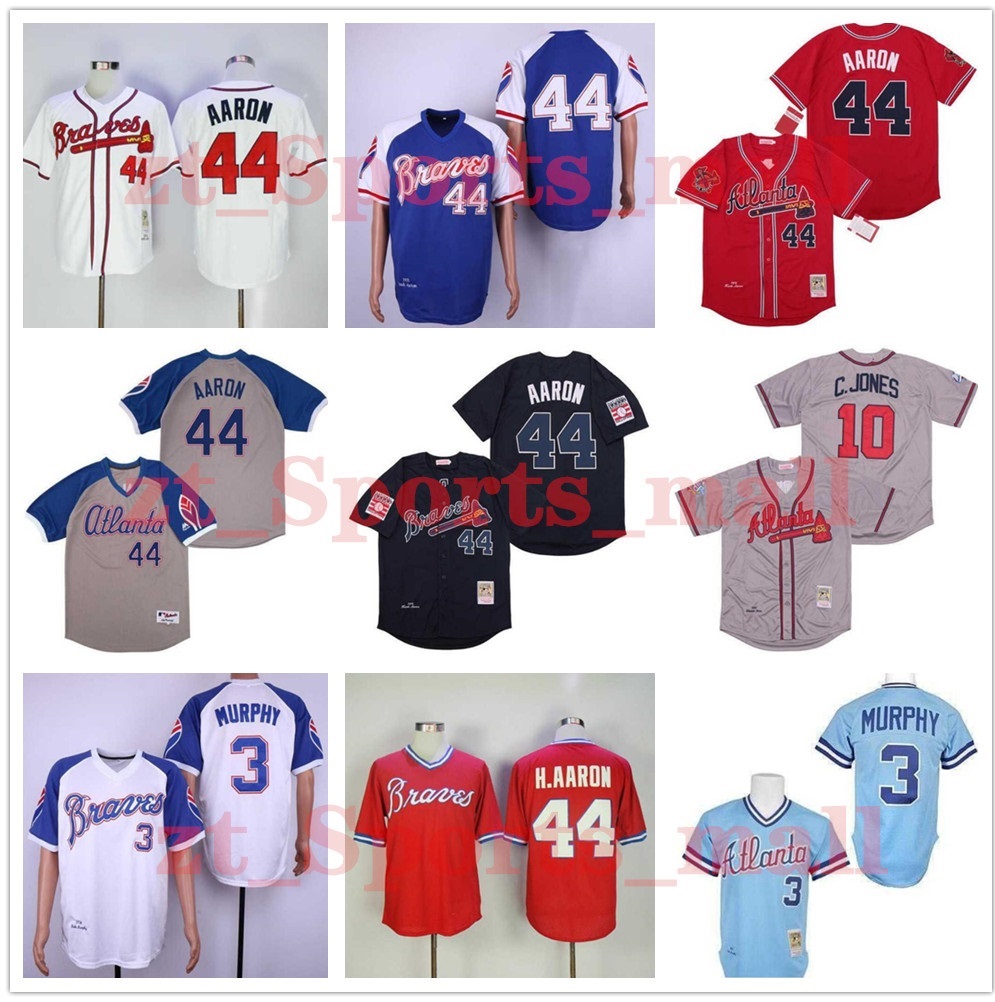 

Men Women Youth Vintage 44 Hank Aaron H.Aaron 3 Dale Murphy Jersey 10 Chipper Jones 1957 1963 1973 1974 1982 Retro Baseball Jerseys, As shown in illustration