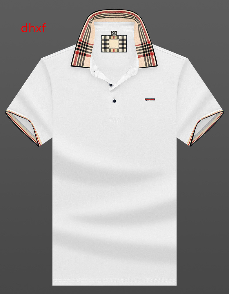 

Men's polo shirt pure cotton black and white blue-green solid color short sleeve 006, Multi