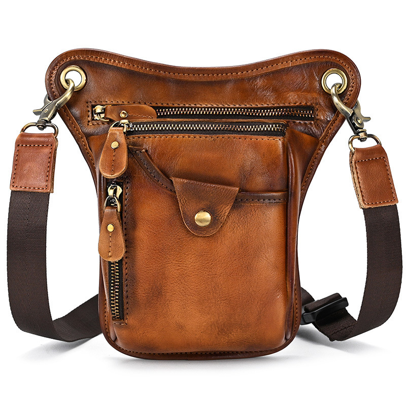 POCKETS Taille Homme Sac Crème Crème Skin Chaoku Téléphone mobile Outdoor 8 pouces Tête de la tête de la tête en cuir