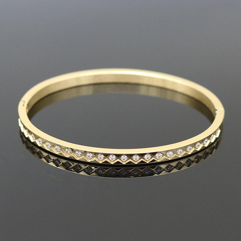 

Bangle Fashion Women Stainless Steel Couple White Crystal Bracelets Bangles For Luxury