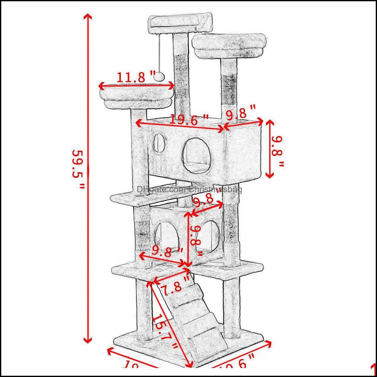

Scratchers Supplies Home & Garden 60" Cat Tree Tower Condo Furniture Scratching Post Pet Kitty Jllerk Xmh_Home Drop Delivery 2021 Rt19N