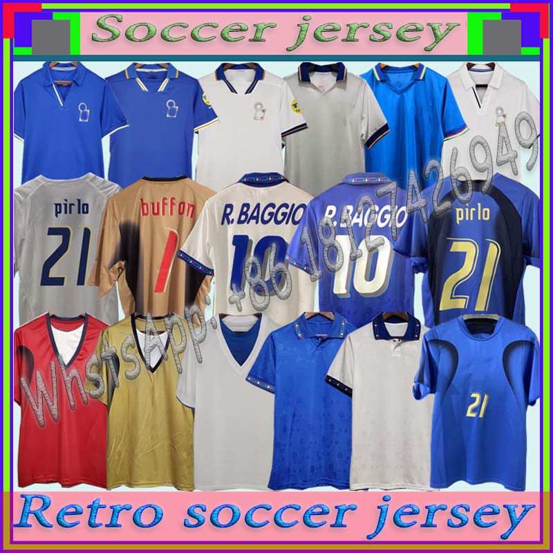

1982 Italy Retro soccer Jersey 1990 1996 1998 2000 HOME FOOTBALL 1994 Maldini Baggio Donadoni Schillaci Totti Del Piero 2006 Pirlo Inzaghi buffon, Black;yellow