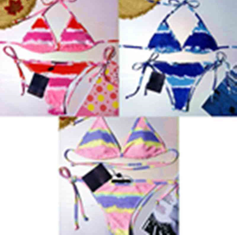 

Women swimsuit Sexy bikini suit style split gradient lace up Triangle Bikini Fashion Trend rainbow sexy party swimsuit, White;black