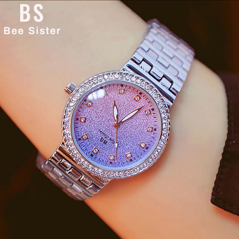 

Wristwatches Women Watch Famous Luxury Brands Creative Diamond Wrist Stainless Steel Designer Quartz Ladies Watches 2021, Gold