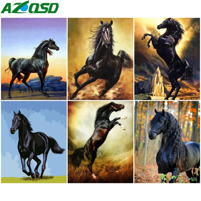 

Paintings AZQSD DIY Oil Painting By Numbers Horse Handmade Gift 40x50cm Adult Coloring Animal Home Living Room Art Craft