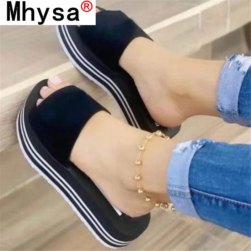 

Summer Suede Women's Sandals Fashion Outdoor Comfortable Platform Open Toe Beach Slippers Light Casual Shoes For Woman, Black