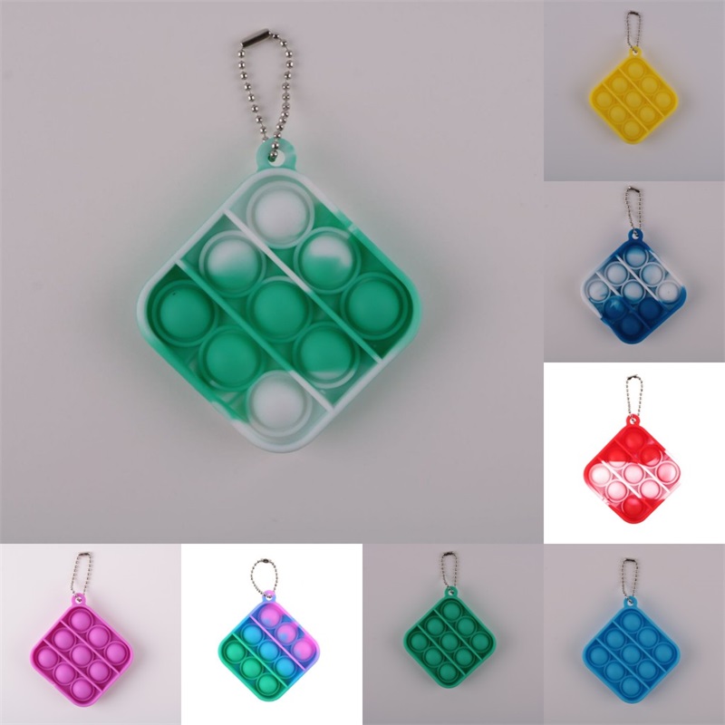 

Simple Party Favor Dimple Push Pop Keychain Sensory Kid Fidget Toy Stress Bubble Key Ring Finger Pendant 688 Q2
