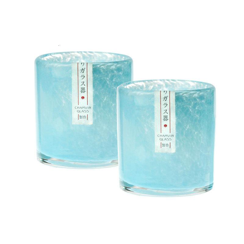 

Japanese Style Cloud Sea Blue Crystal Whiskey Glass Top Level Artwork Vodka Whisky S Wine Glasses Cup Wooden Present Box Set