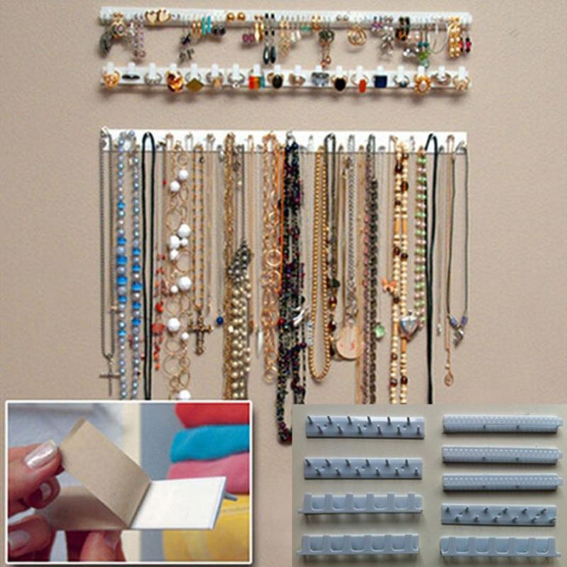 

Hooks & Rails 9pcs Adhesive Paste Wall Hanging Storage Jewelry Display Organizer Earring Ring Necklace Hanger Holder Stand