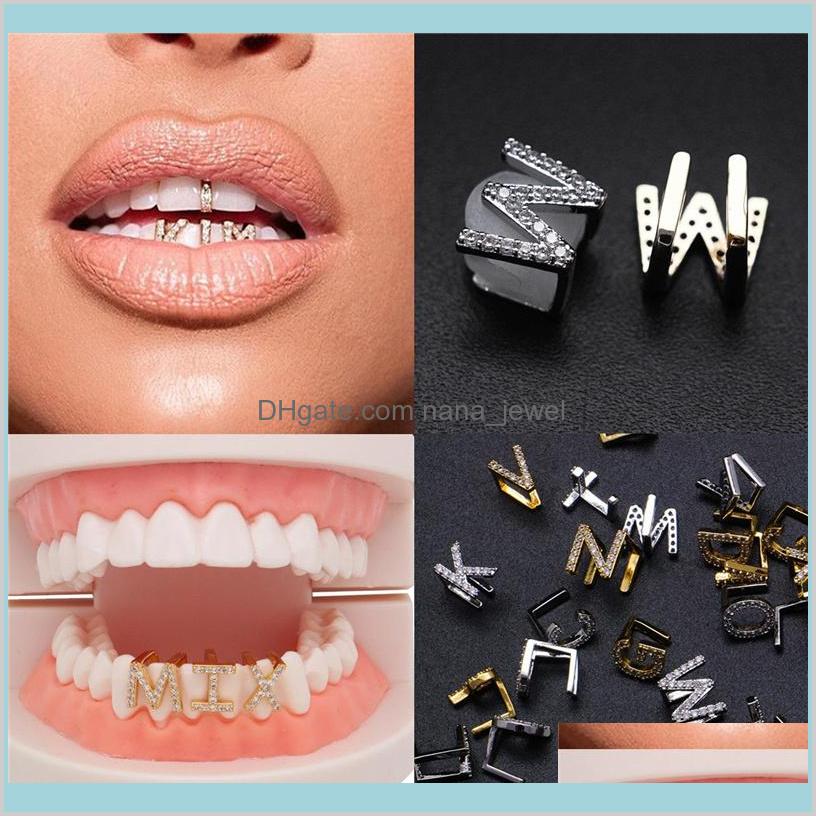 

Gold & White Gold Iced Out A-Z Custom Letter Grillz Full Diamond Teeth Diy Grills Bottom Tooth Cap Hip Hop Dental Mouth Teeth Braces F D0Tyx, Black