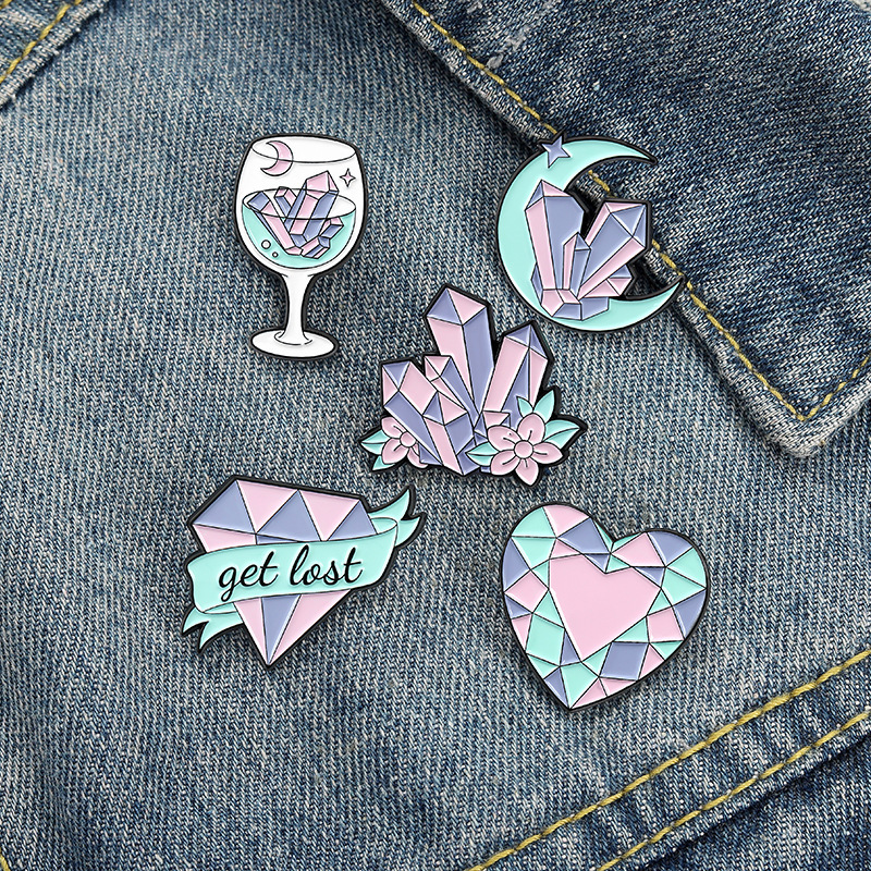 

Enamel Pins Custom Moon Heart Wine Glass Brooch Lapel Badge Bag Cartoon Jewelry Gift for Kids Friends
