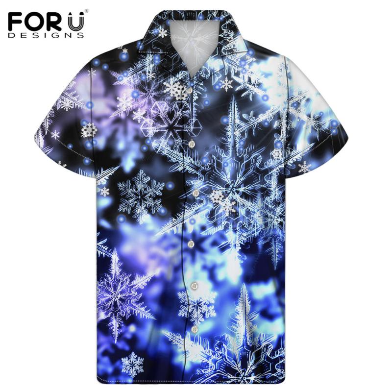 

Vintage Snowflakes Pattern Male Breathable Button Down Short Sleeved Tees Men's Hawaiian Beach Unisex Plus Size Casual Shirts, Custom z77