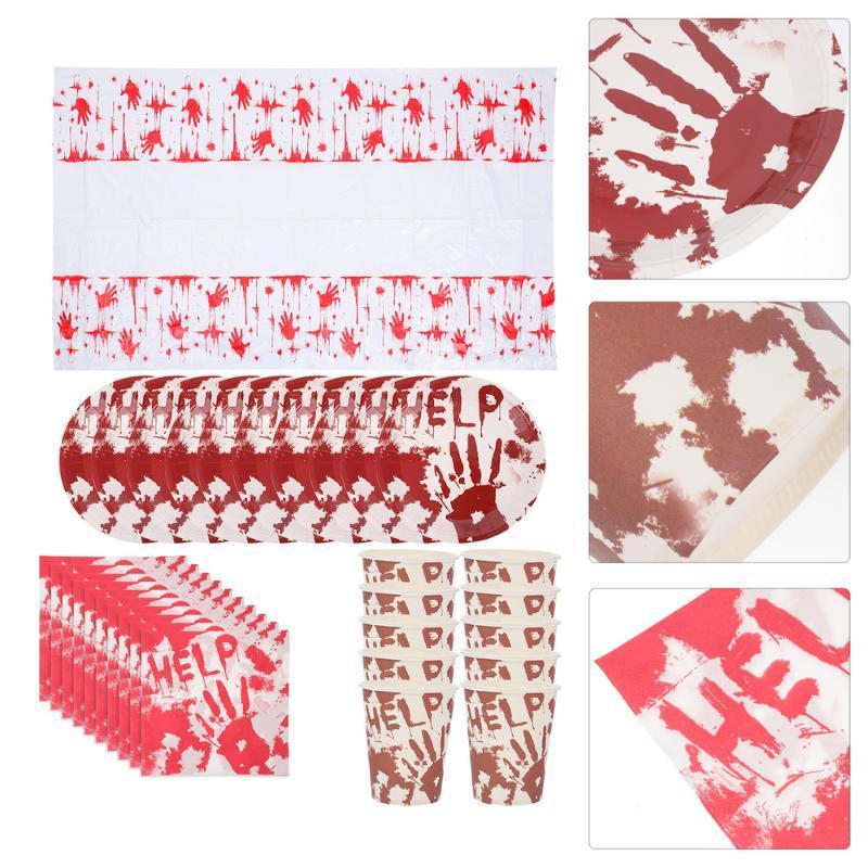 

Party Decoration 1 Set Unique Paper Cup Durable Plate Pretty Tablecloth Decor