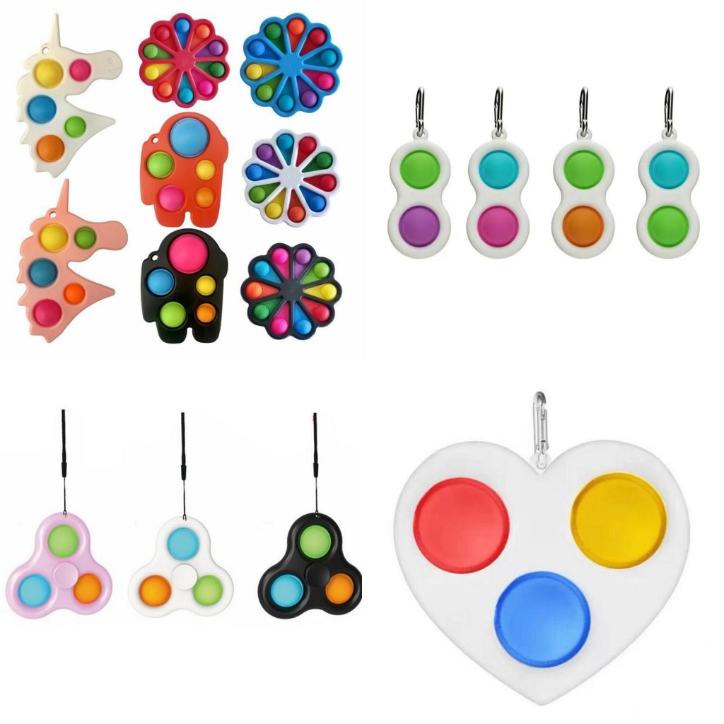 

Rainbow Unicorn Butterfly Flower Shape Push Pop It Home & Garden Fidget Toys Sensory Simple Dimple Key Ring Finger Toy Keychain Squeeze Bubb