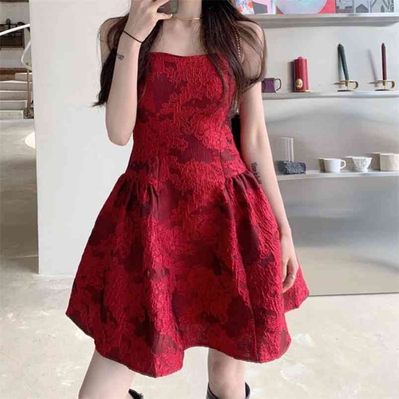 

Sexy Strapless Party Dress Women Jacquard High Waist Ball Gown Club Backless Vestidos Summer Shoulderless Dresses 210519, Photo color