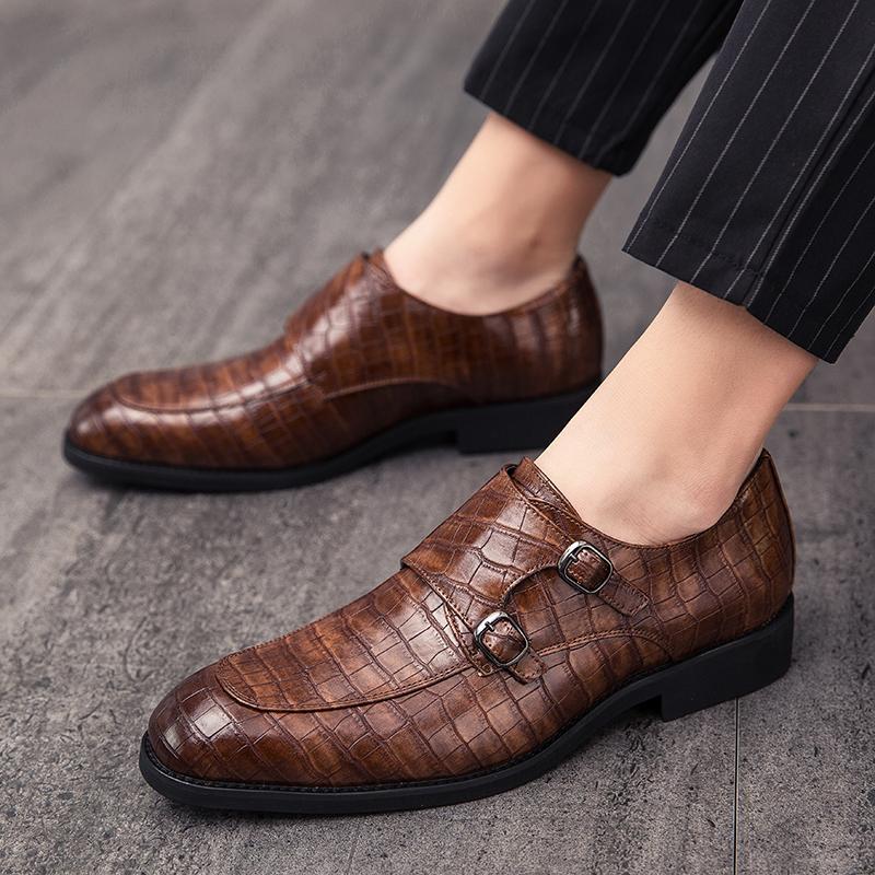 

Men Dress Shoes PU Leather Elegant Business Crocodile Pattern Pointed Toe Oxford Luxury Party Wedding Male Footwear, Black