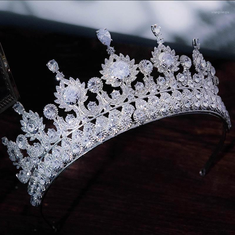 

High Fashion Shining Crystal Tiaras And Crowns Royal Princess Diadem Headbands For Women Bride Wedding Veils Jewelry FORSEVEN Hair Clips & B, Golden;silver