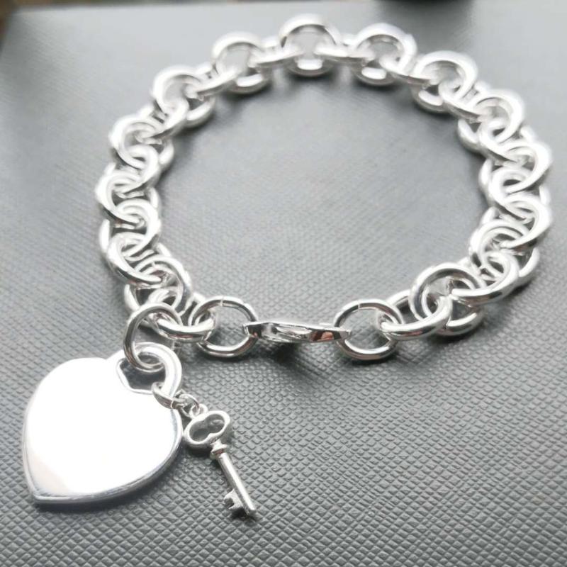 

Beaded, Strands 1:1 Women's Classic Fashion Love Key Pendant Necklace TF925 Sterling Silver Original High Quality Jewelry Logo