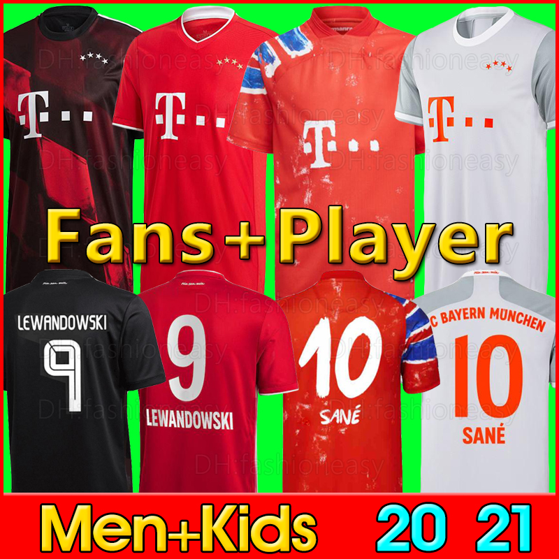 

20 21 fans player version SANE LEWANDOWSKI COMAN GNABRY ALABA DAVIES MULLER bAyern Soccer jersey munich 2021 tops Football shirt KIDS, Black;yellow