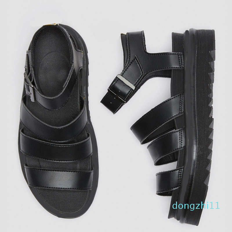 

Luxury designer gladiator sandals women black summer causal shoes comfortable genuine leather buckle platform martins sandal size 35-41