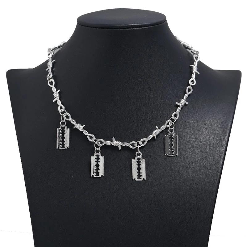

Chokers Small Iron Wire Thorn Knife Necklace Ladies Hip Hop Goth Punk Style Chain Fashion Necklac