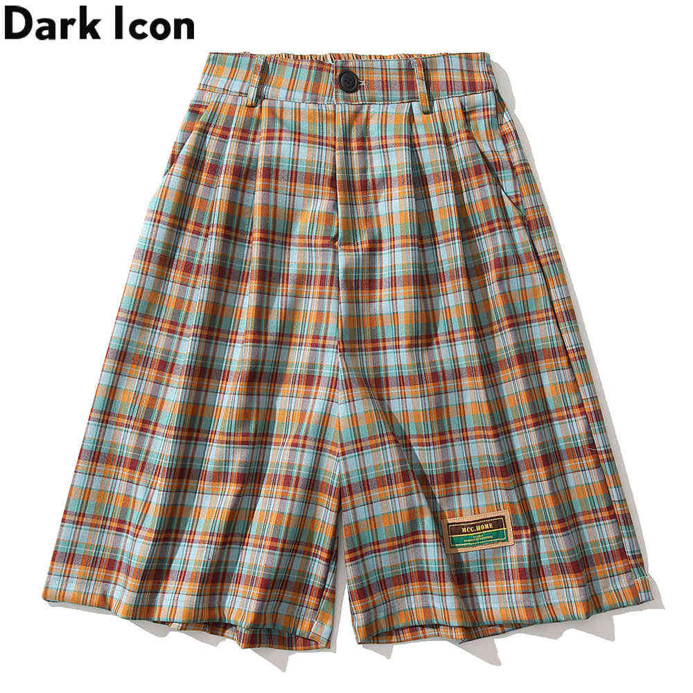 

Plaid Shorts Men Wide Leg Opening Men's Shorts Suit Shorts Man 210603, As photo