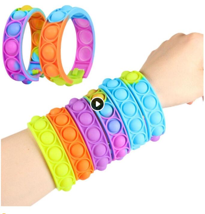 

US stock Party Favor Fidget Toys Funny Children Push Bubble Dimple Bracelet Mini Simple Digit Decompression Toy Anti Stress Reliever Sensory Kids Gift CT16