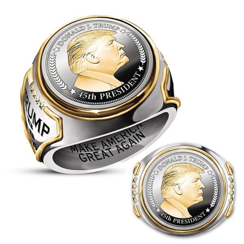 

america fashion ring 18k makes great again, Slivery;golden