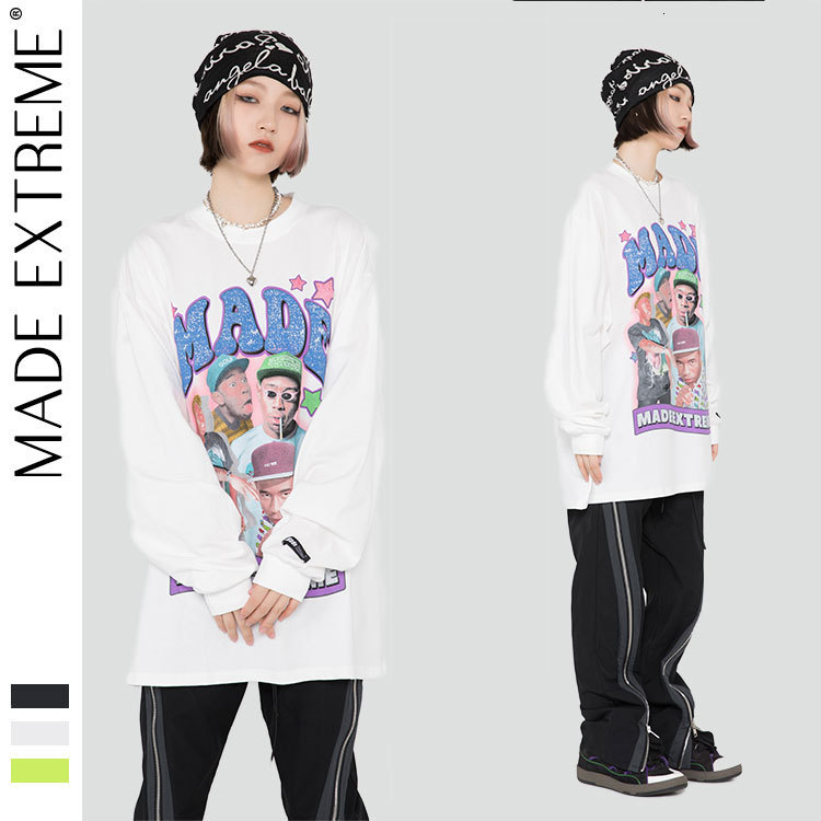 

Madeextreme autumn winter bodysuit rap character print vintage white loose neutral long sleeve