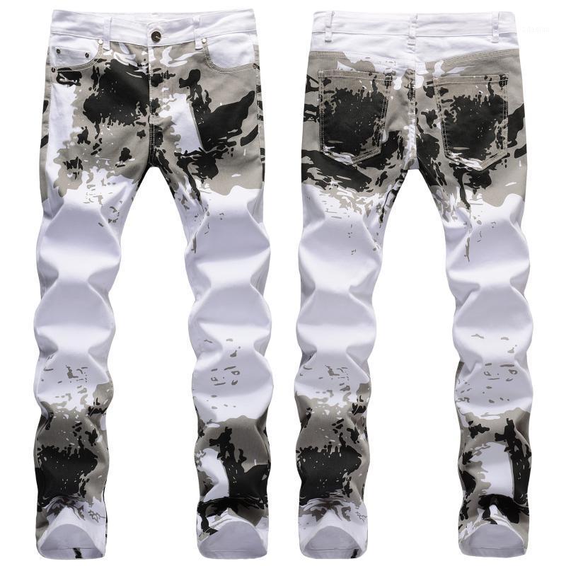 

Men's Jeans Men’s High Quality Prints White Jeans,Slim-fit Stretch Denim Pants,Camouflage Casual Jeans,Street Fashion Pants;