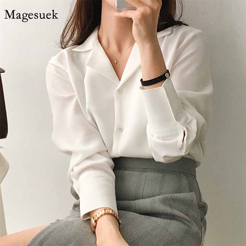 

V-Neck Solid White Chiffon Blouse Slim Office Shirts Autumn Women Shirt Long Sleeve Blouses Blusas Femininas 9379 210518, Khaki