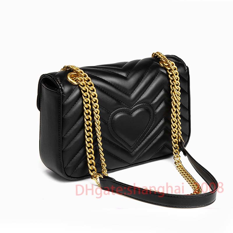 

2021 luxurys designers bags Fashion Women Shoulder Classic PU Leather Heart Style Silver Gold Chain channel Handbag Tote Messenger GUWDD1