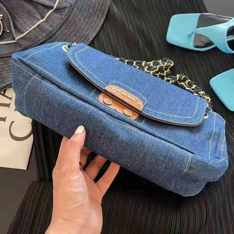 

Womens Purses & Handbags new chain bag female cowboy wandering sling Shoulder Messenger canvas underarm women's Purse, Denim blue