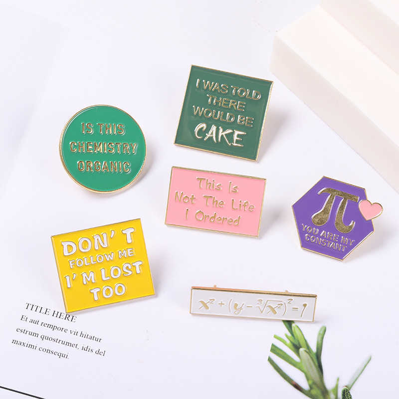 

Alloy letter Brooch exquisite design geometric formula Enamel Badge clothing accessories