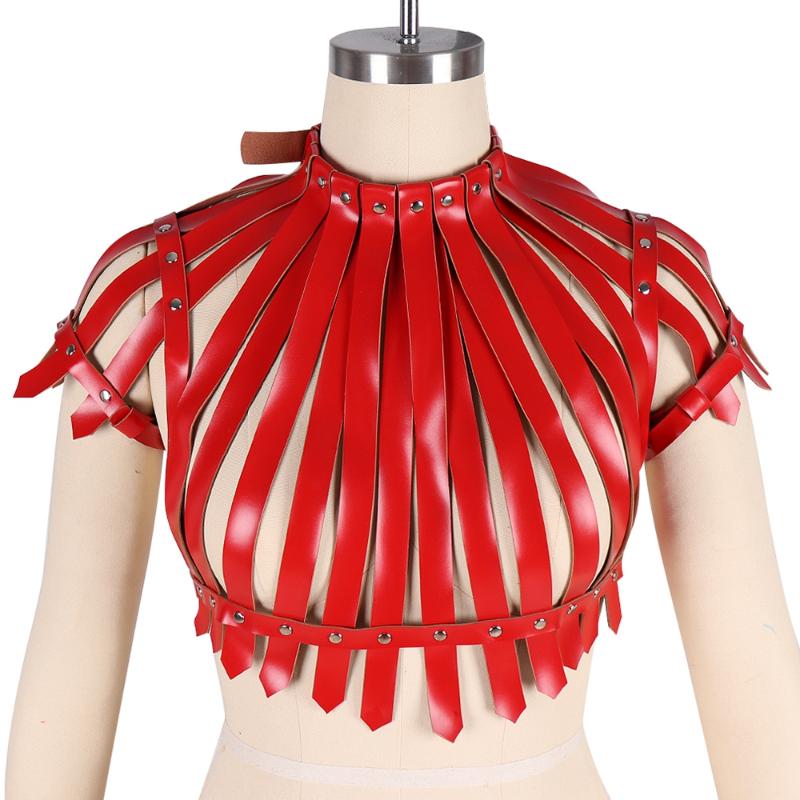 

Belts Punk Gothic Handmade PU Leather Harness Body Bondage Stylish Accessories Straps Chest Fashion Adjust Rave Wear, Black